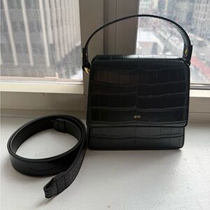 JW PEI The Fae Top Handle Bag Black Croc Brand New